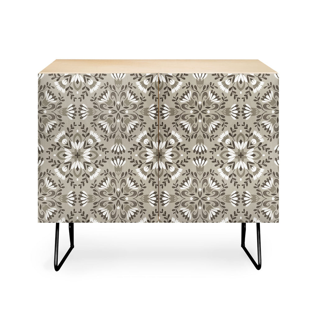 Pimlada Phuapradit Floral Tiles Gray Credenza
