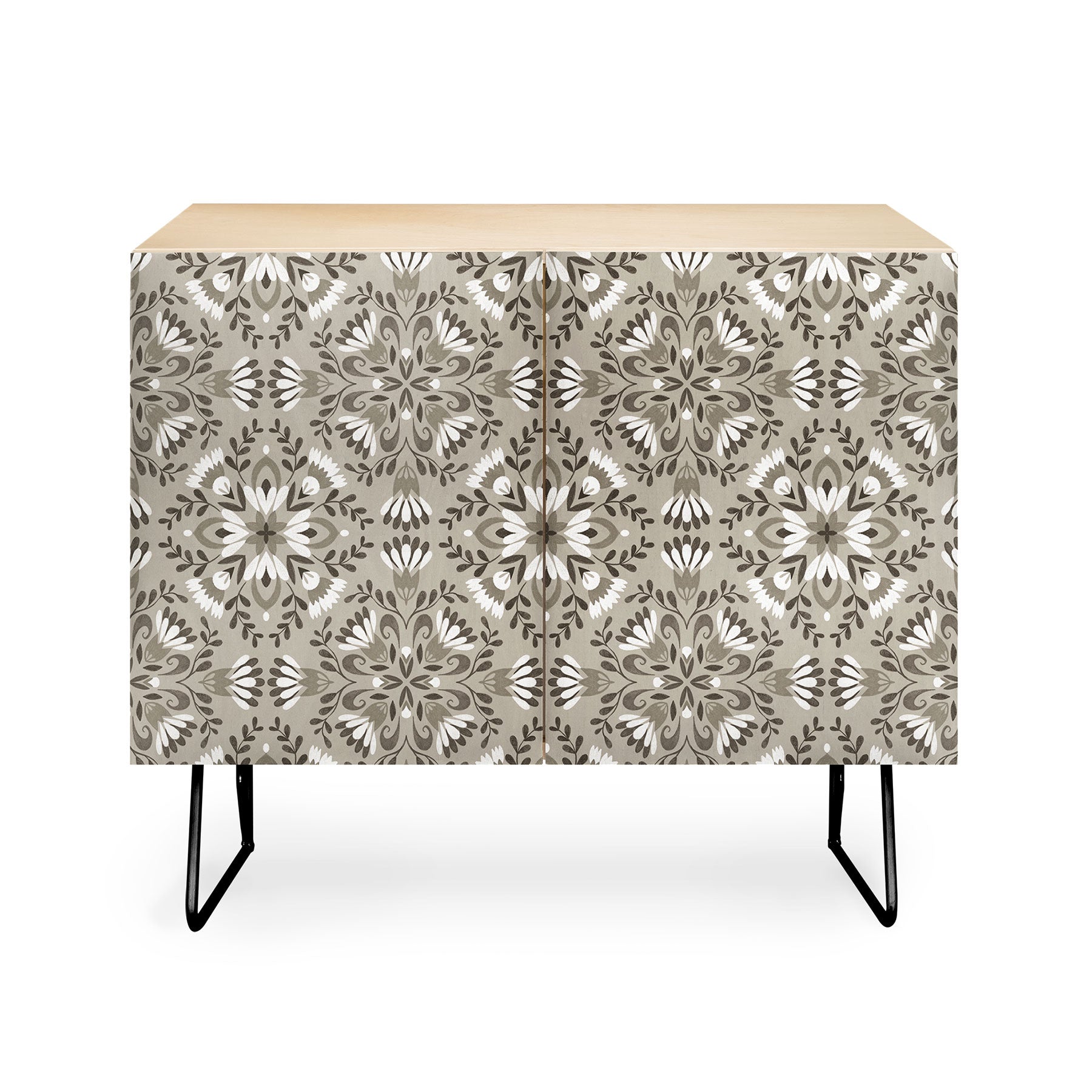 Pimlada Phuapradit Floral Tiles Gray Credenza