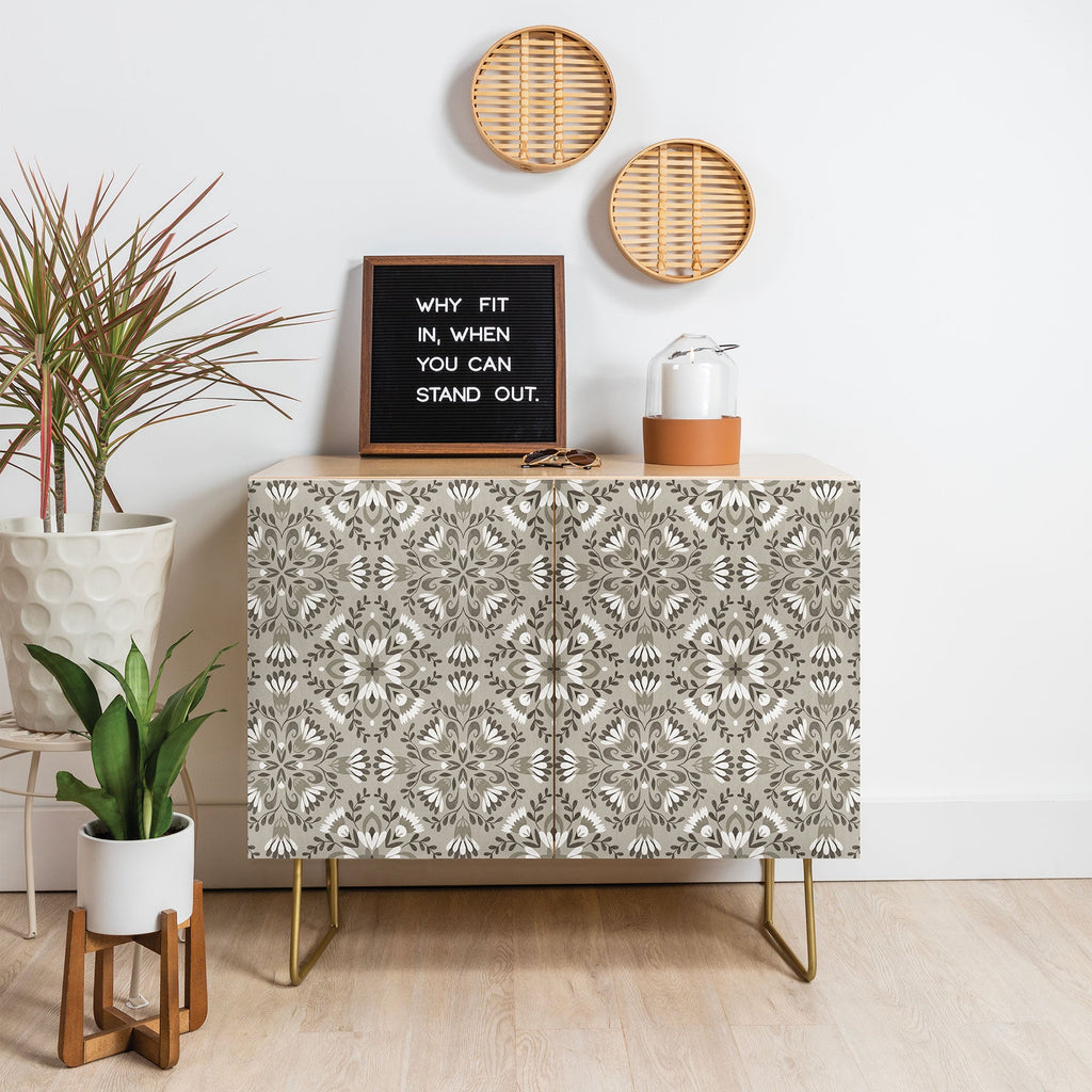 Pimlada Phuapradit Floral Tiles Gray Credenza