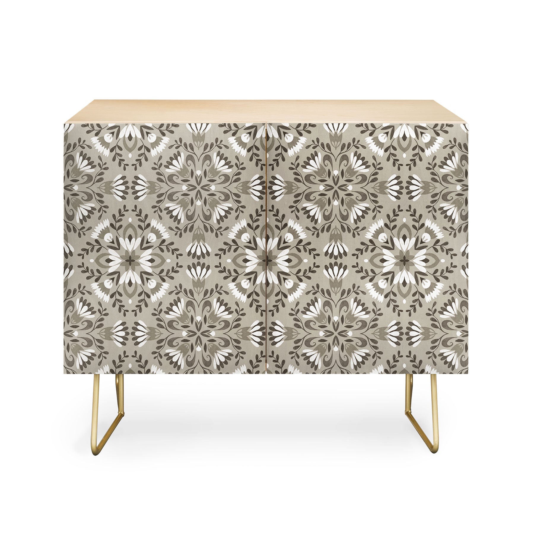 Pimlada Phuapradit Floral Tiles Gray Credenza