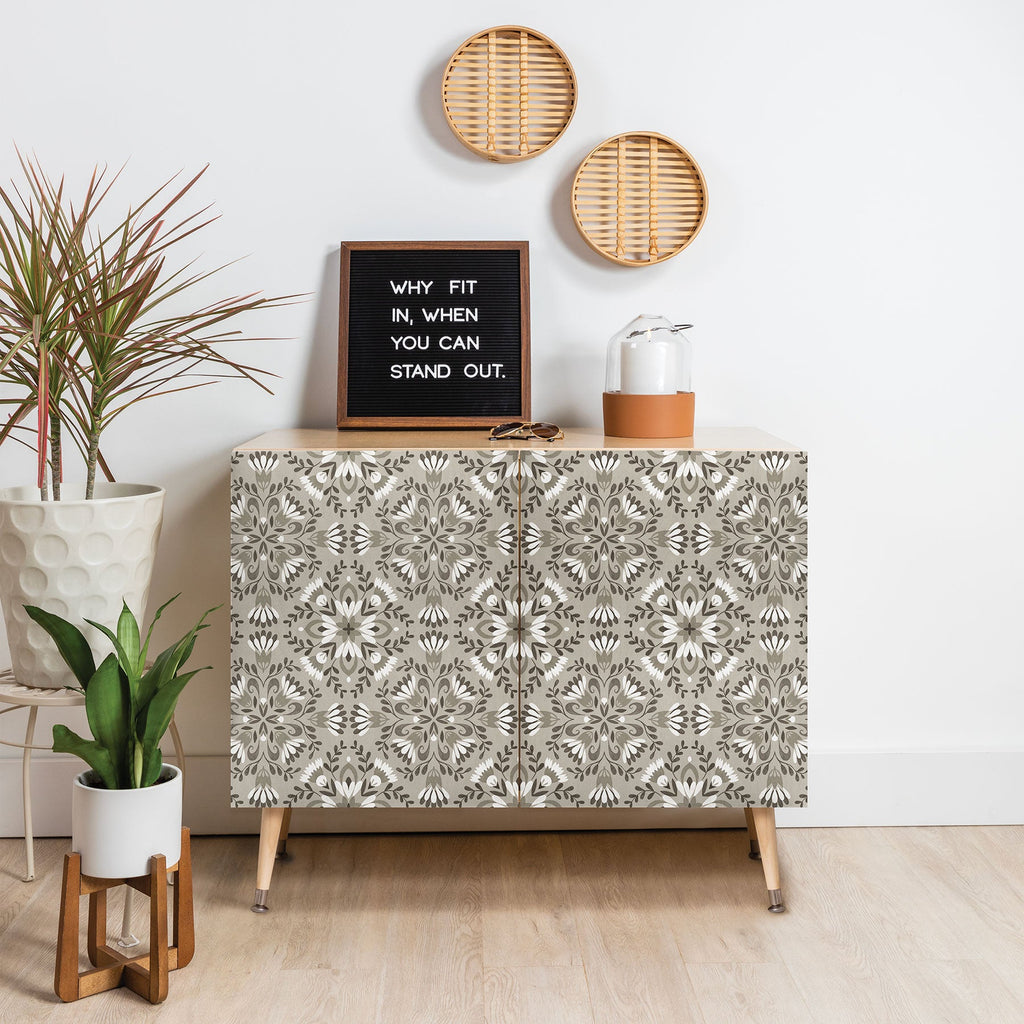 Pimlada Phuapradit Floral Tiles Gray Credenza