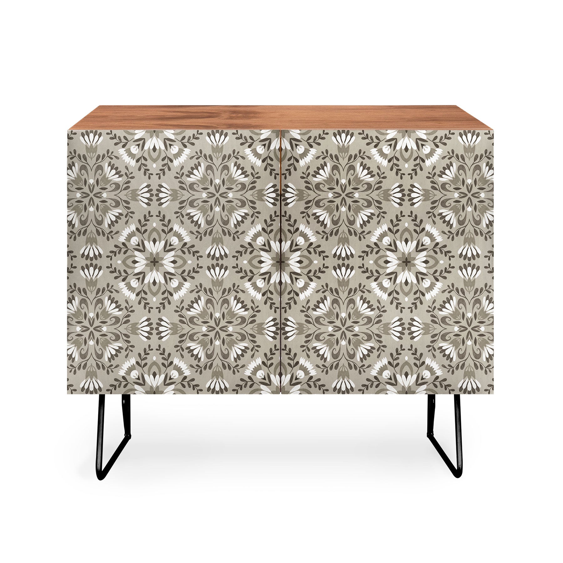 Pimlada Phuapradit Floral Tiles Gray Credenza