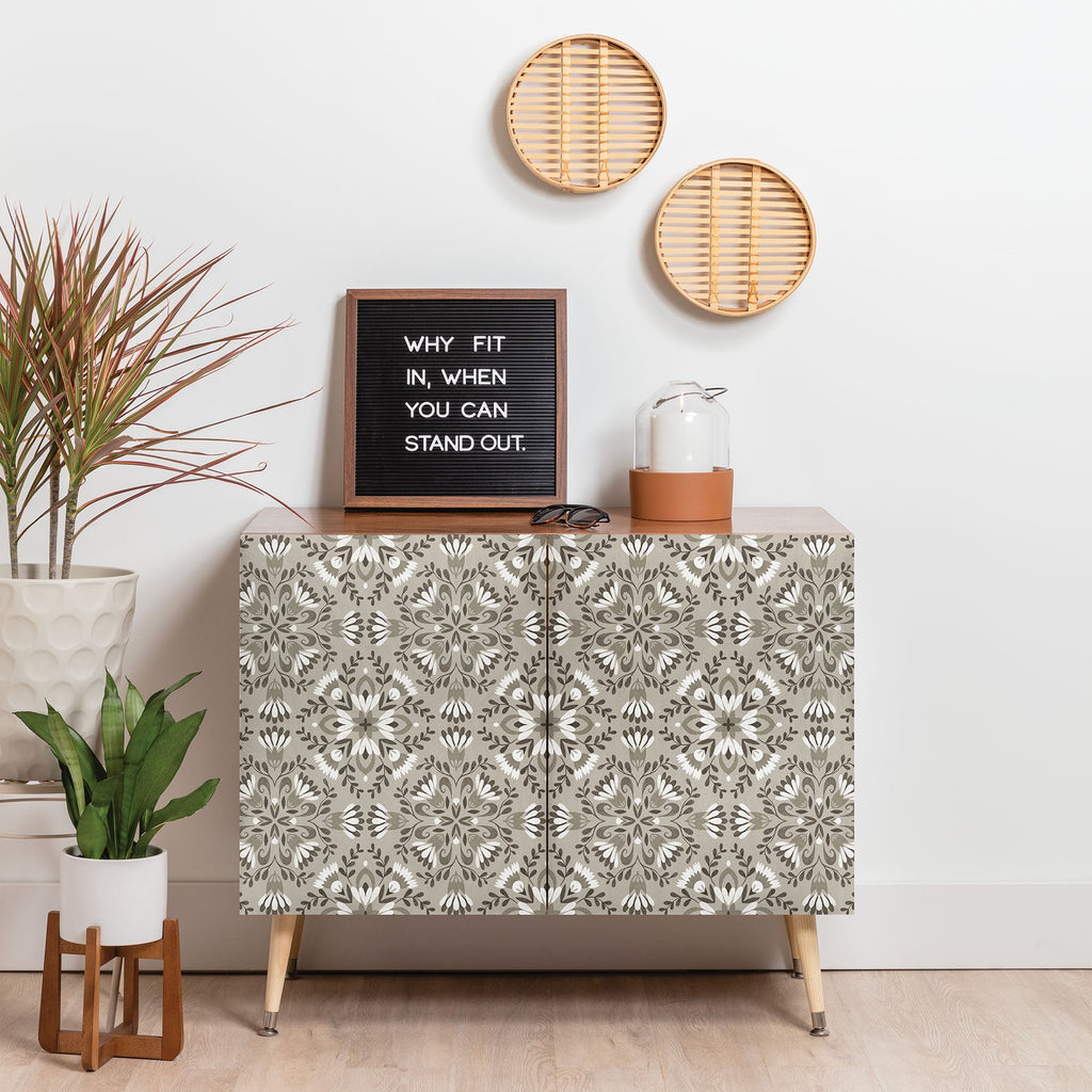 Pimlada Phuapradit Floral Tiles Gray Credenza