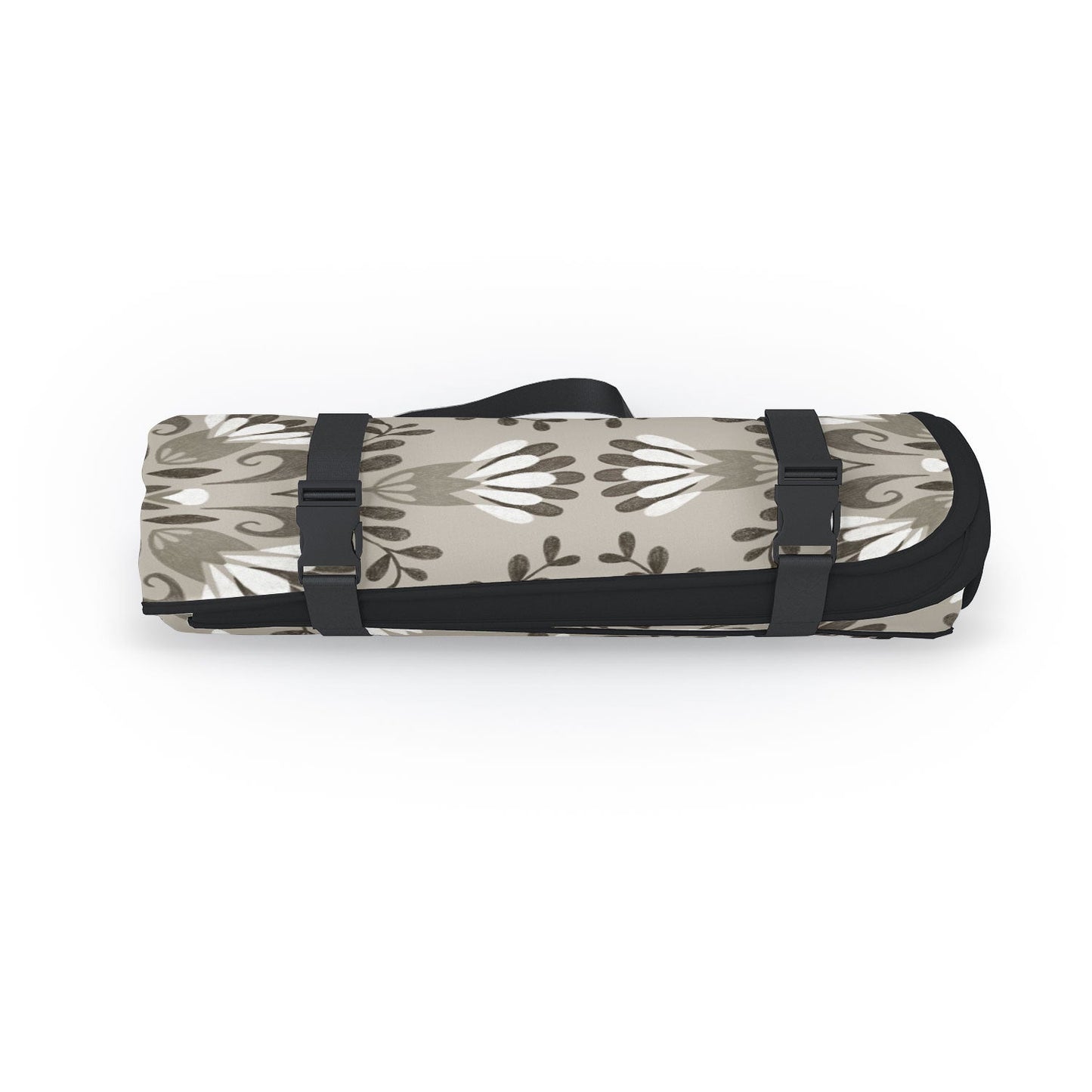 Pimlada Phuapradit Floral Tiles Gray Picnic Blanket