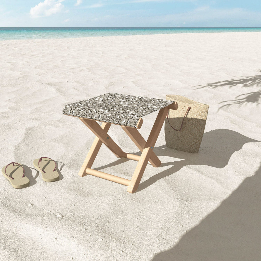 Pimlada Phuapradit Floral Tiles Gray Folding Stool