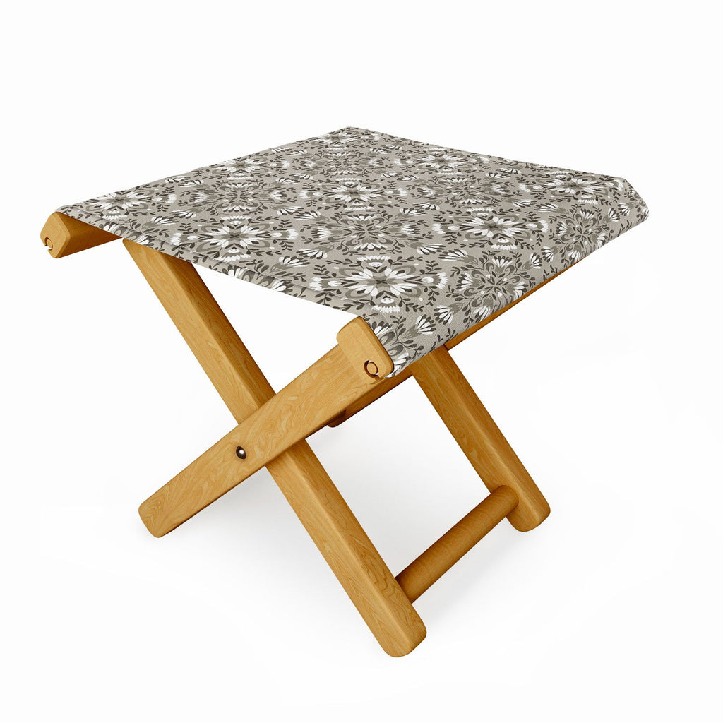 Pimlada Phuapradit Floral Tiles Gray Folding Stool