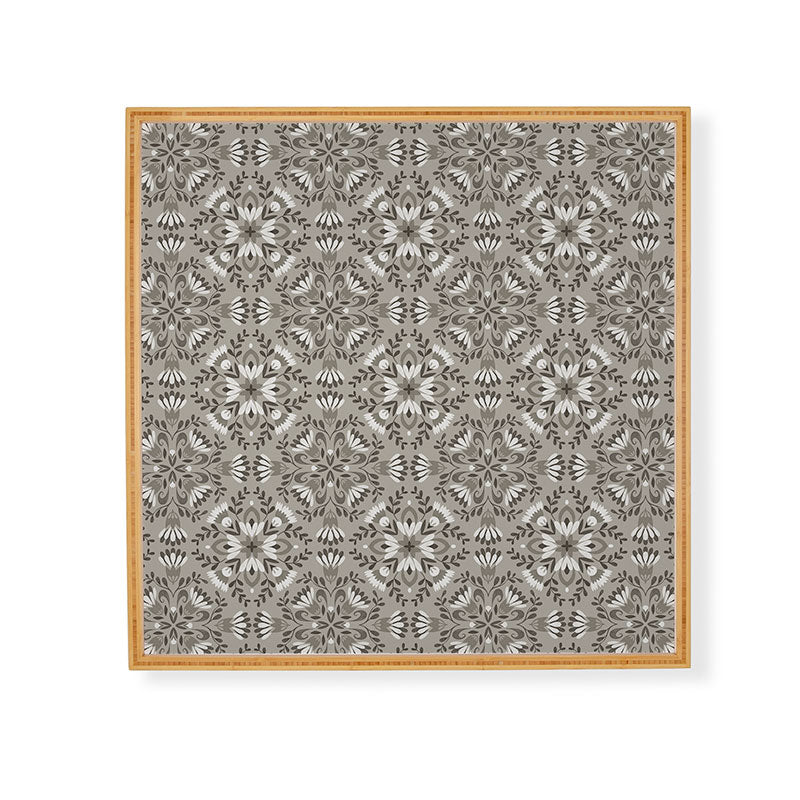 Pimlada Phuapradit Floral Tiles Gray Framed Wall Art