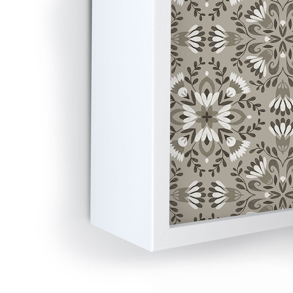 Pimlada Phuapradit Floral Tiles Gray Framed Mini Art Print