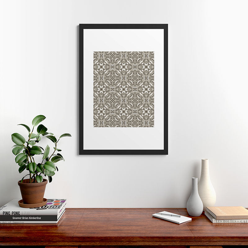 Pimlada Phuapradit Floral Tiles Gray Framed Art Print