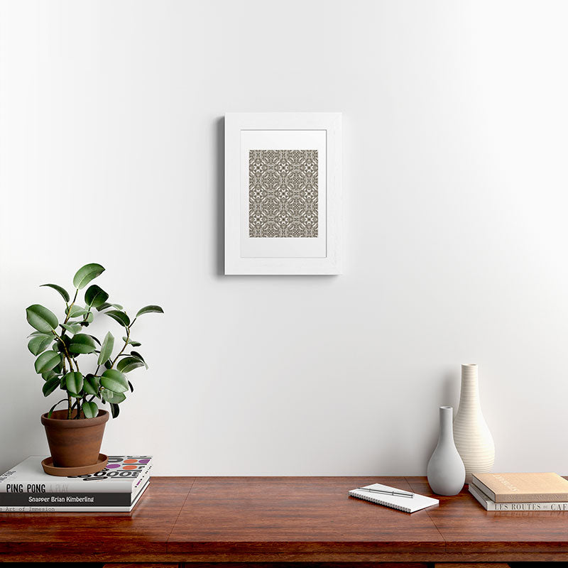 Pimlada Phuapradit Floral Tiles Gray Framed Art Print