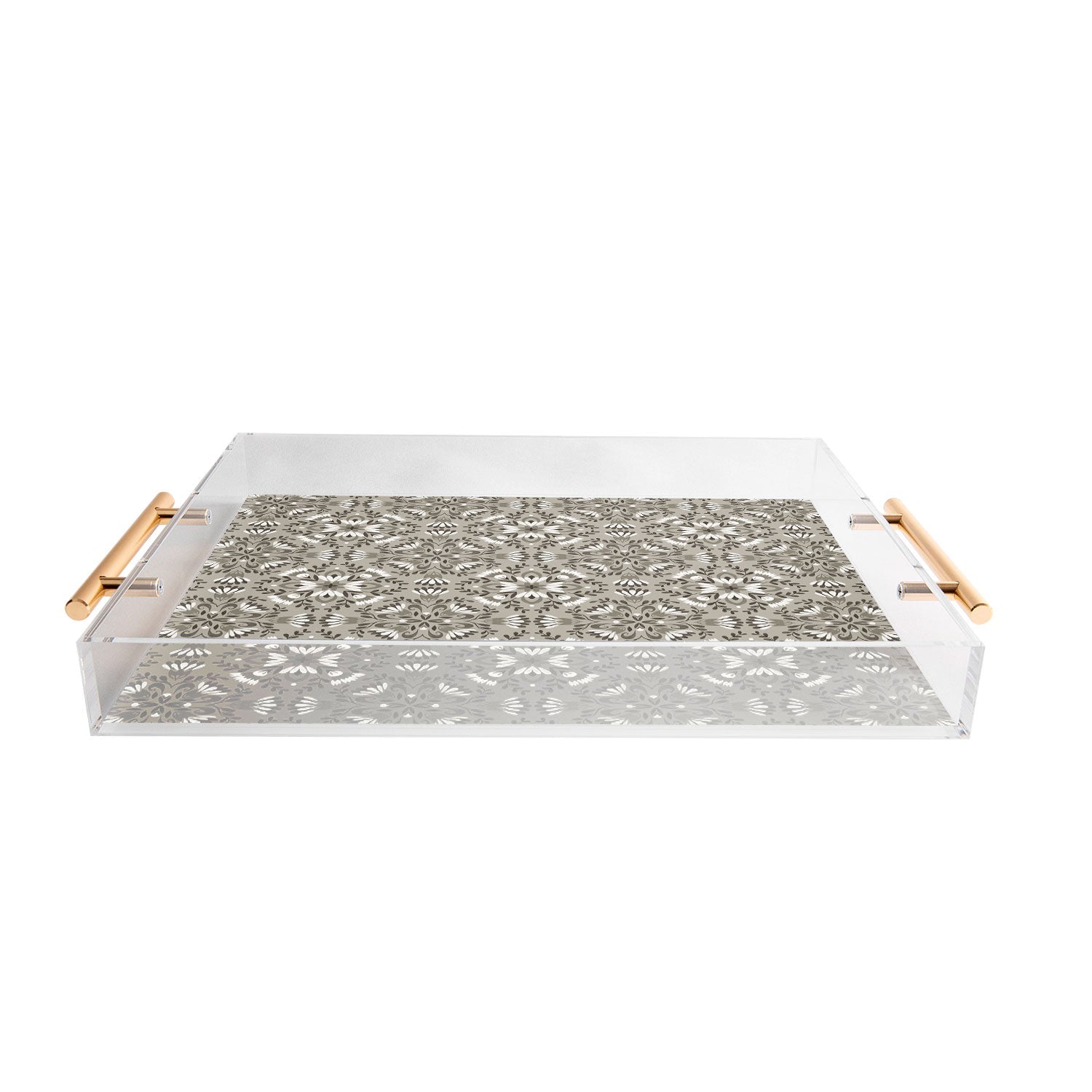 Pimlada Phuapradit Floral Tiles Gray Acrylic Tray
