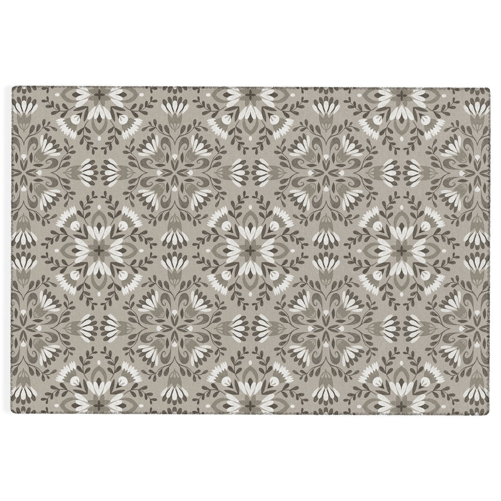 Pimlada Phuapradit Floral Tiles Gray Outdoor Rug