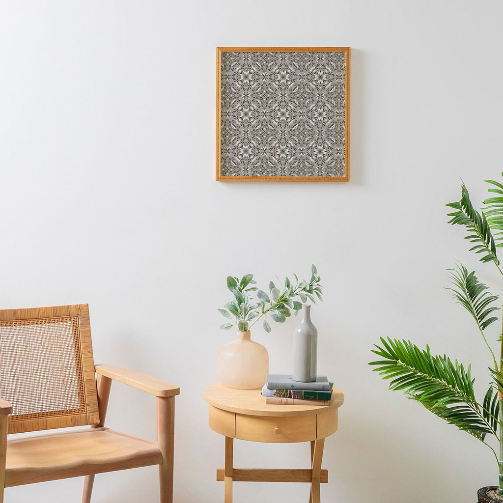 Pimlada Phuapradit Floral Tiles Gray Framed Wall Art