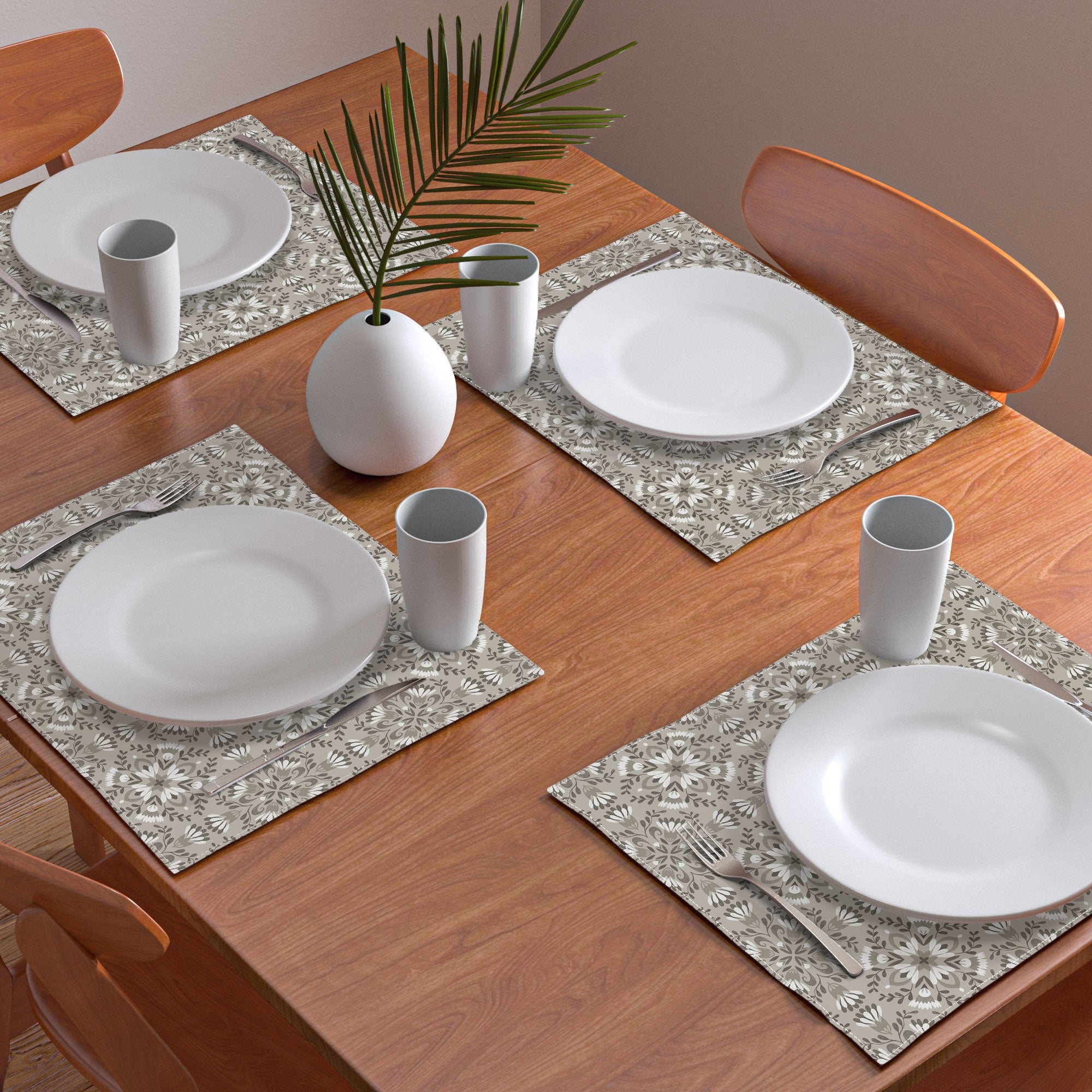Pimlada Phuapradit Floral Tiles Gray Placemat