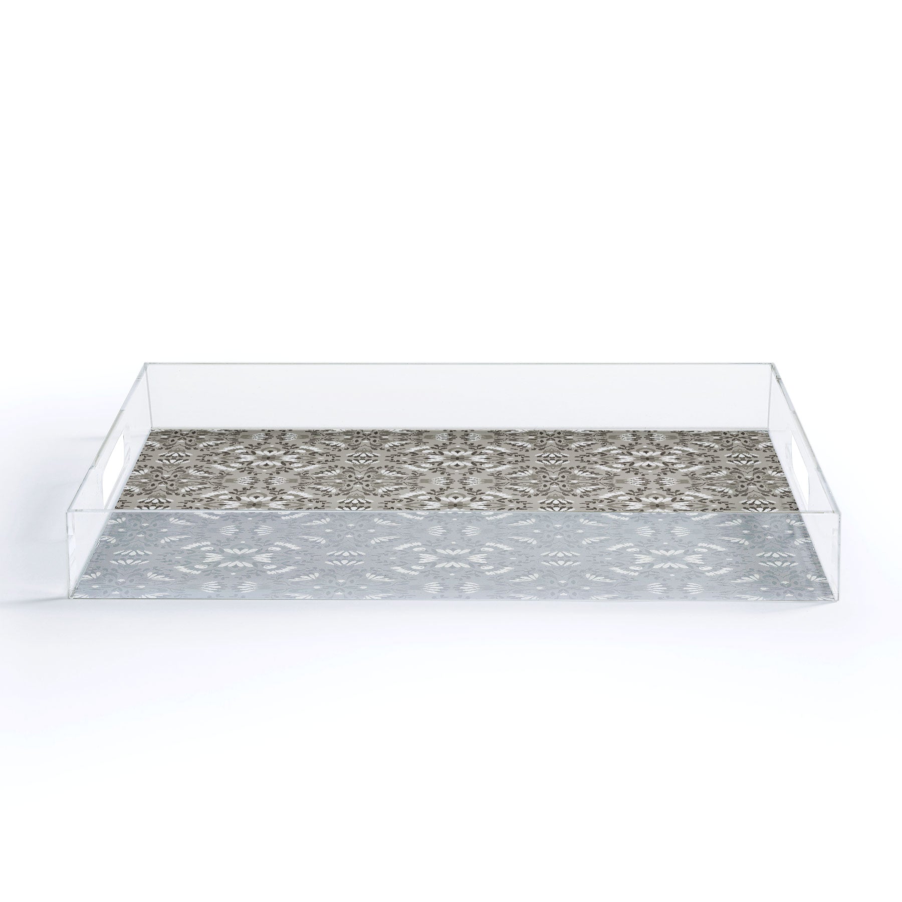 Pimlada Phuapradit Floral Tiles Gray Acrylic Tray