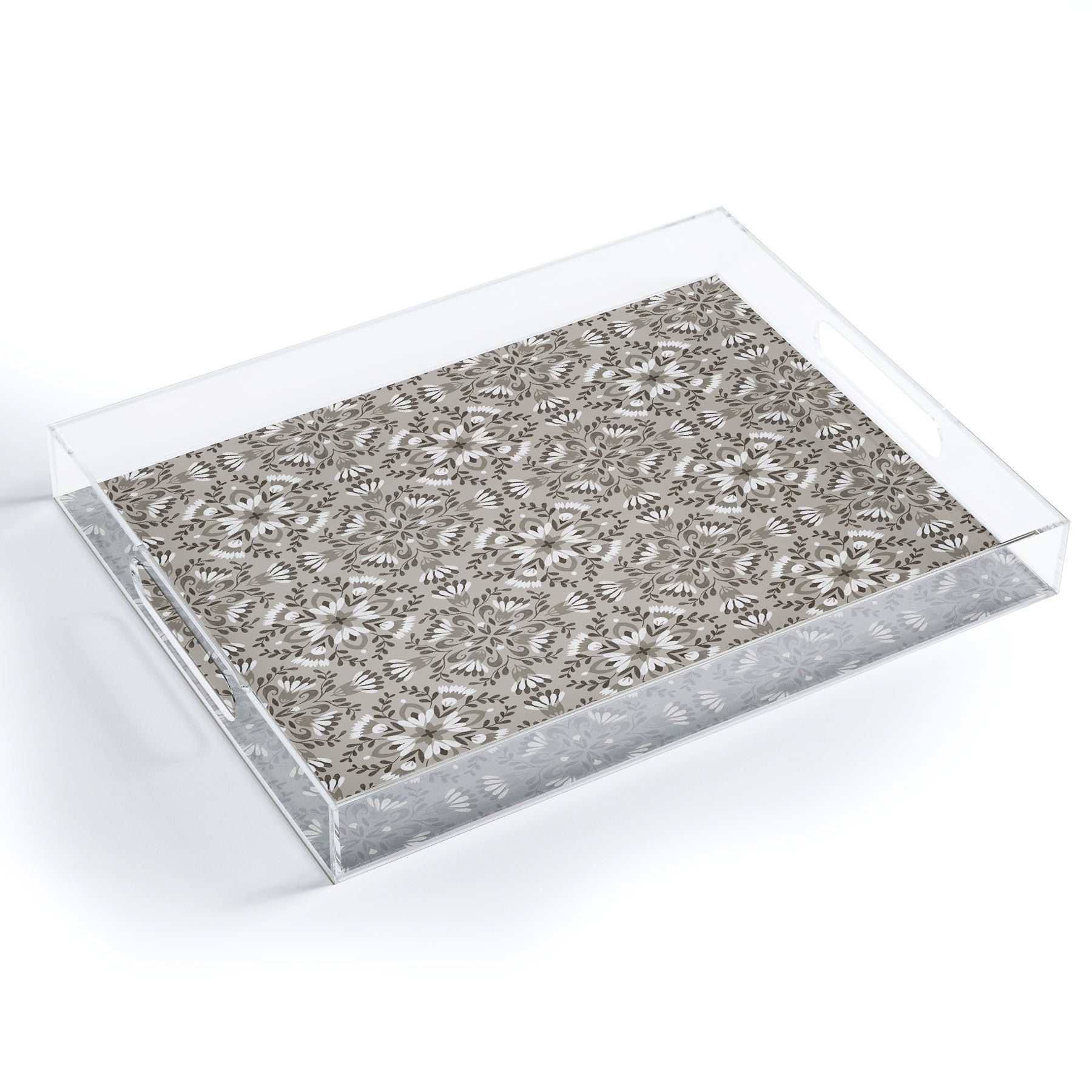 Pimlada Phuapradit Floral Tiles Gray Acrylic Tray