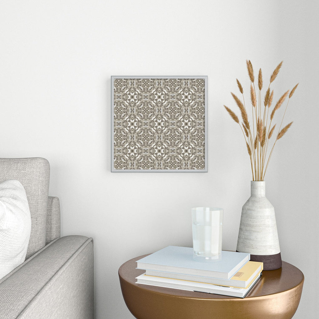 Pimlada Phuapradit Floral Tiles Gray Square Metal Framed Art Print