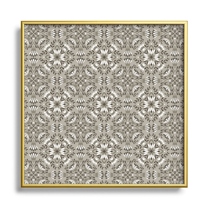 Pimlada Phuapradit Floral Tiles Gray Square Metal Framed Art Print