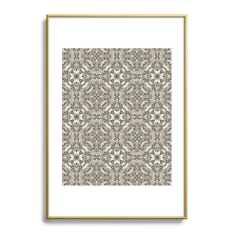 Pimlada Phuapradit Floral Tiles Gray Metal Framed Art Print