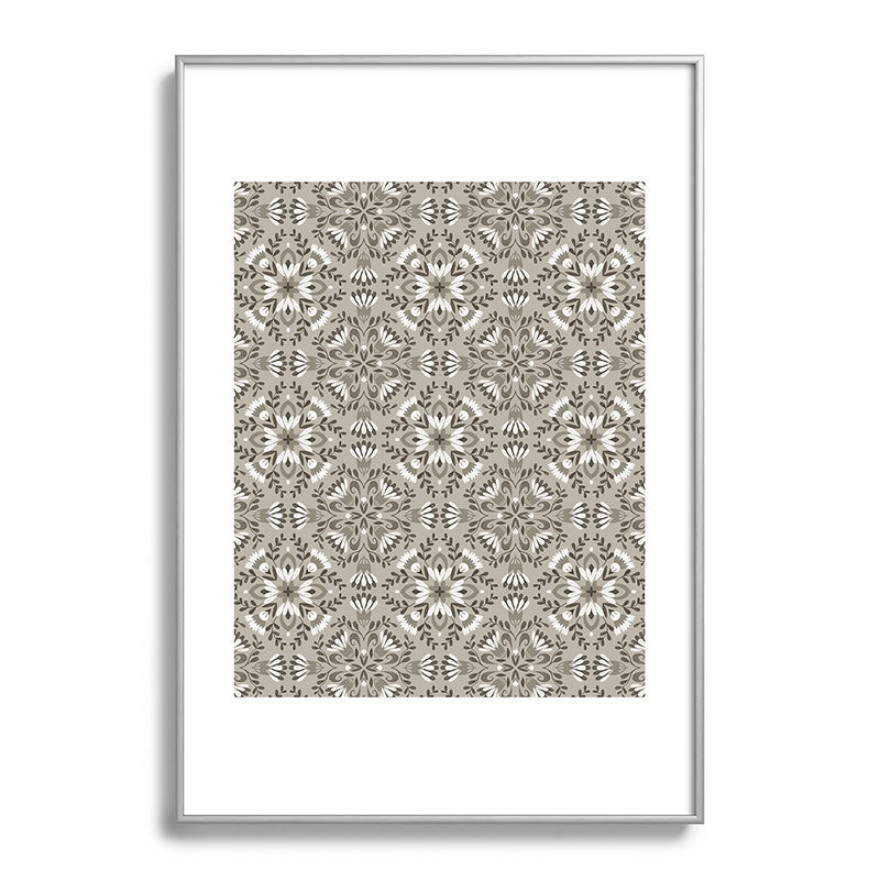 Pimlada Phuapradit Floral Tiles Gray Metal Framed Art Print