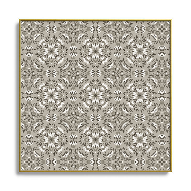 Pimlada Phuapradit Floral Tiles Gray Square Metal Framed Art Print