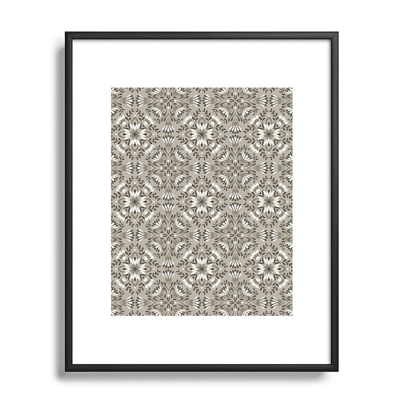 Pimlada Phuapradit Floral Tiles Gray Metal Framed Art Print