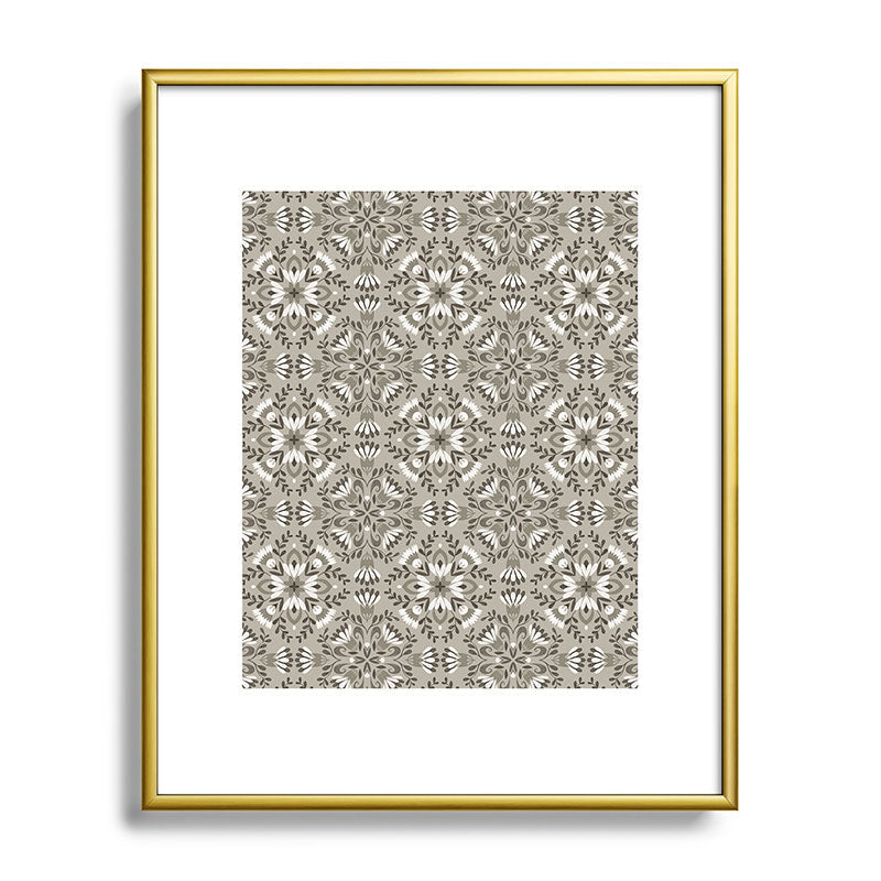 Pimlada Phuapradit Floral Tiles Gray Metal Framed Art Print