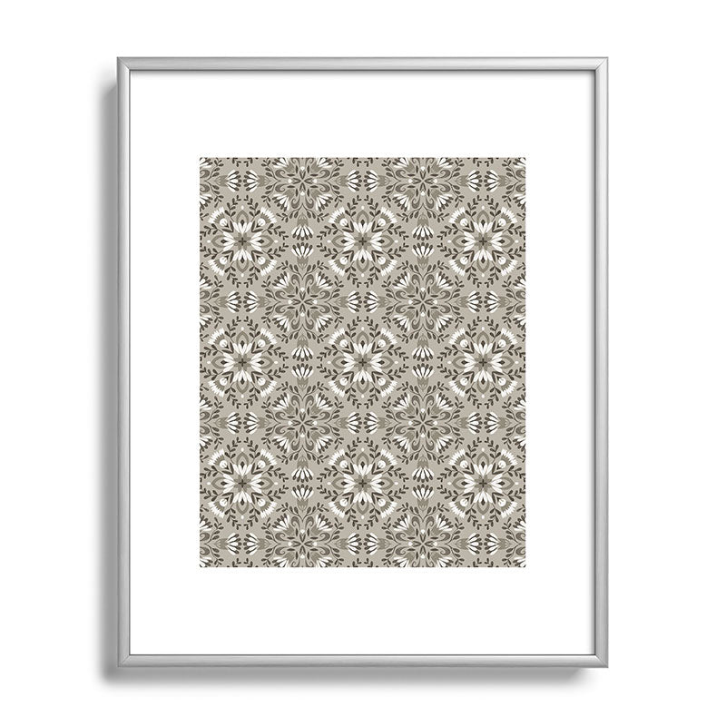 Pimlada Phuapradit Floral Tiles Gray Metal Framed Art Print