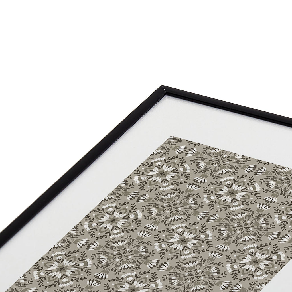 Pimlada Phuapradit Floral Tiles Gray Metal Framed Art Print