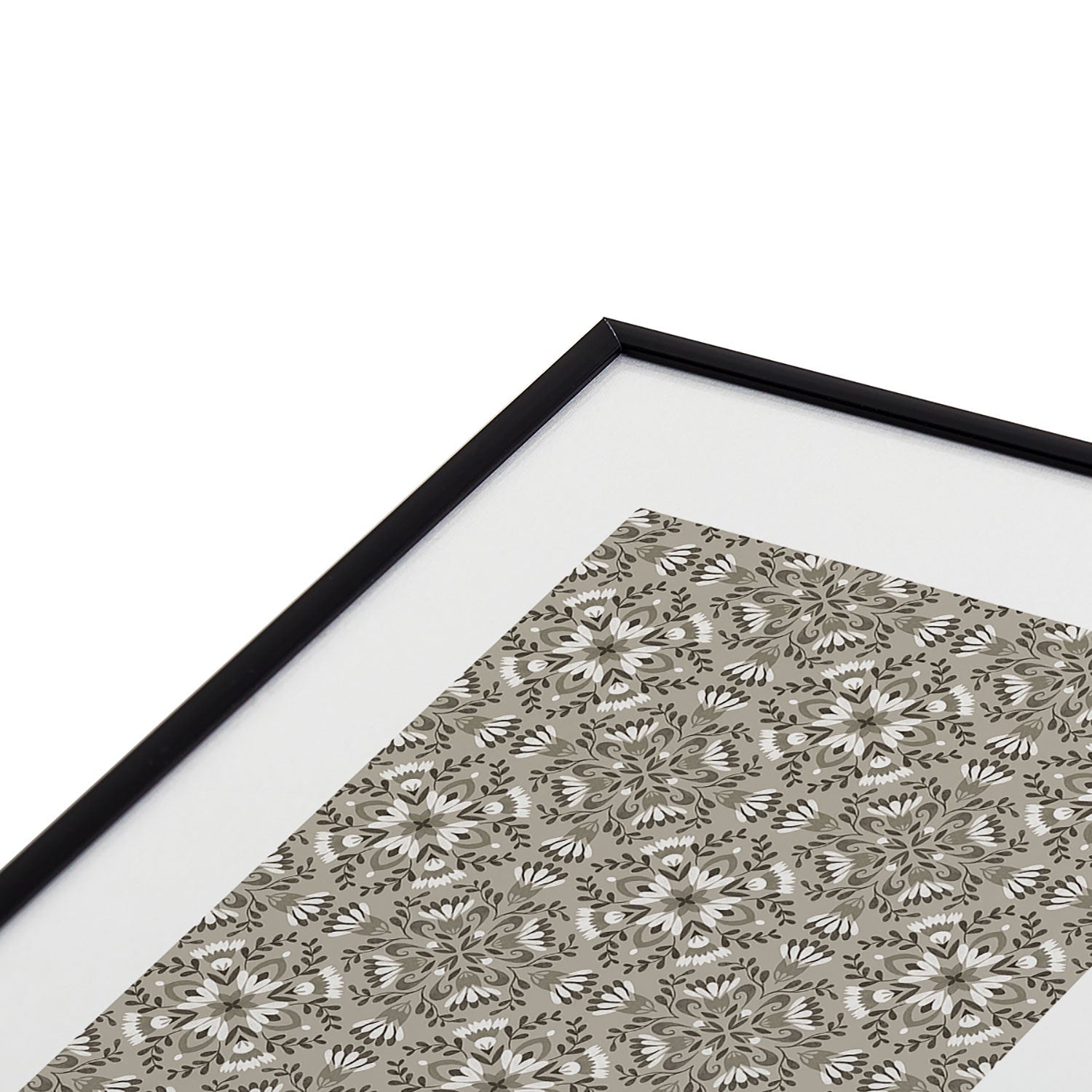 Pimlada Phuapradit Floral Tiles Gray Metal Framed Art Print