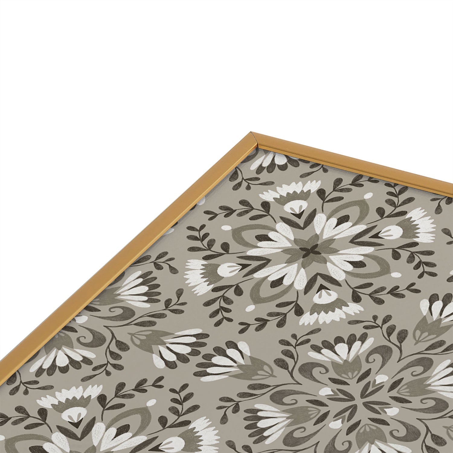 Pimlada Phuapradit Floral Tiles Gray Square Metal Framed Art Print