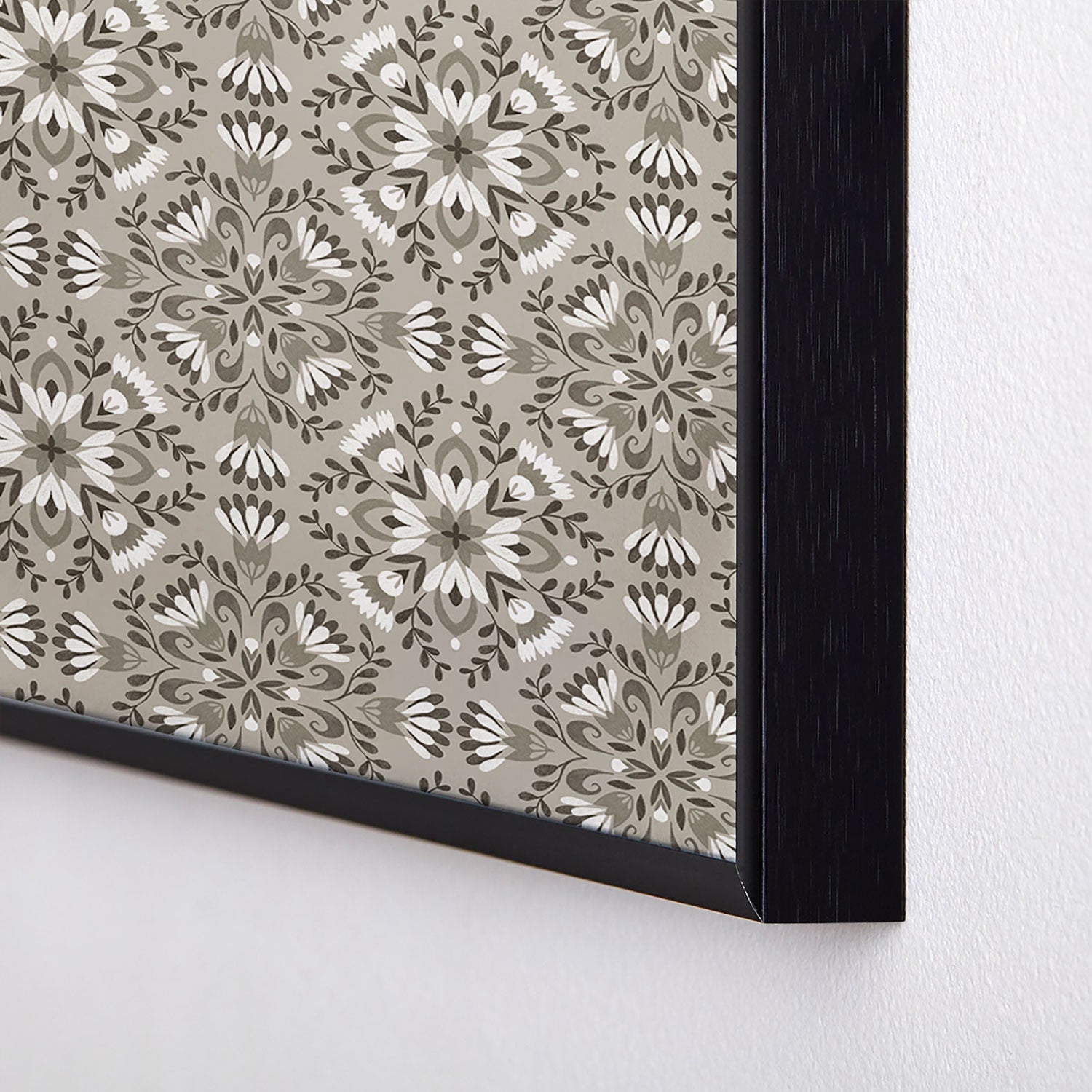 Pimlada Phuapradit Floral Tiles Gray Square Metal Framed Art Print