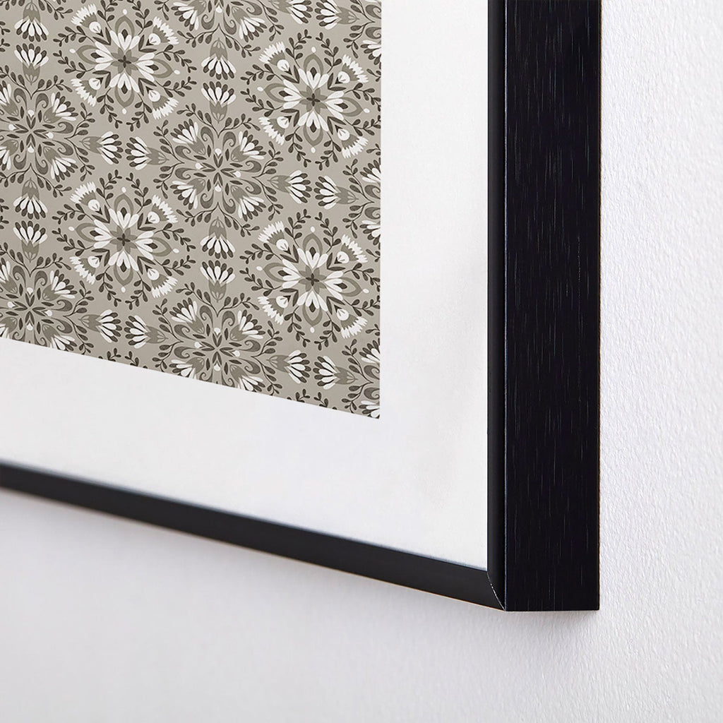 Pimlada Phuapradit Floral Tiles Gray Metal Framed Art Print