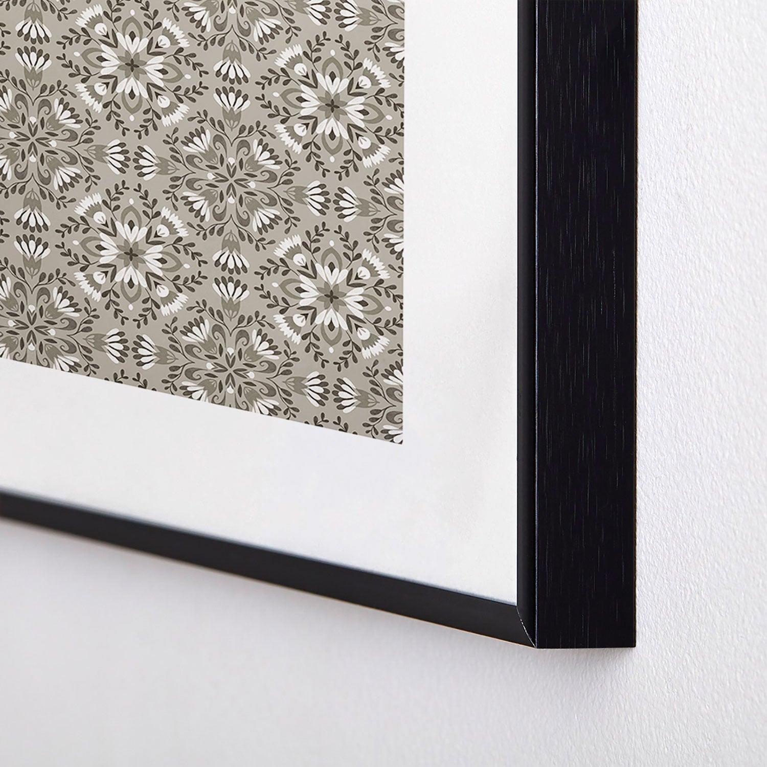 Pimlada Phuapradit Floral Tiles Gray Metal Framed Art Print