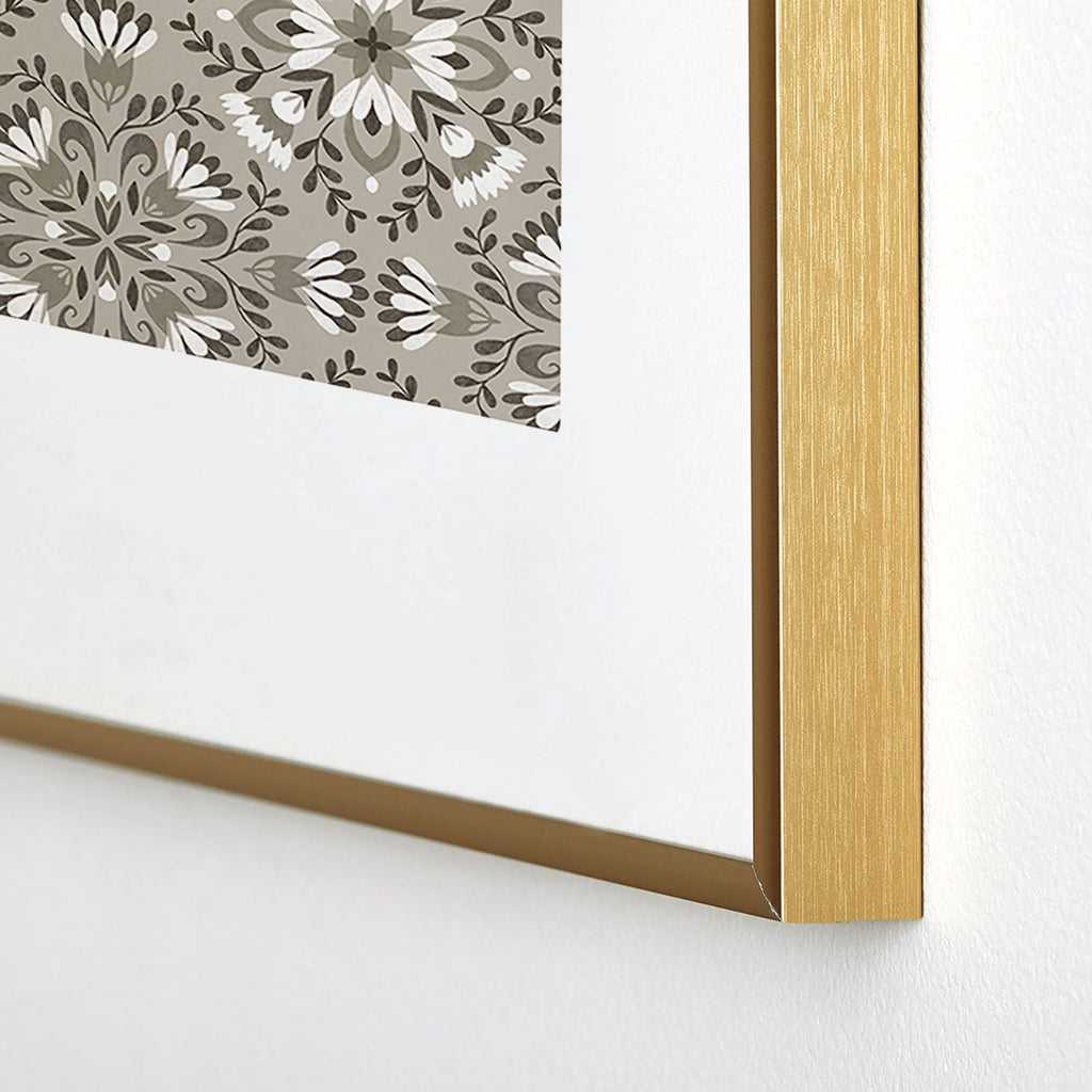 Pimlada Phuapradit Floral Tiles Gray Metal Framed Art Print