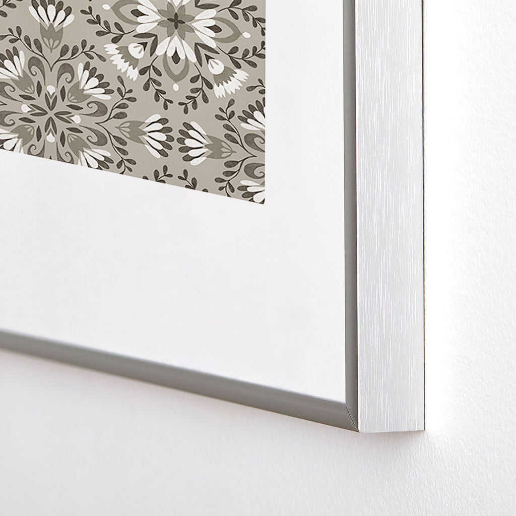 Pimlada Phuapradit Floral Tiles Gray Metal Framed Art Print