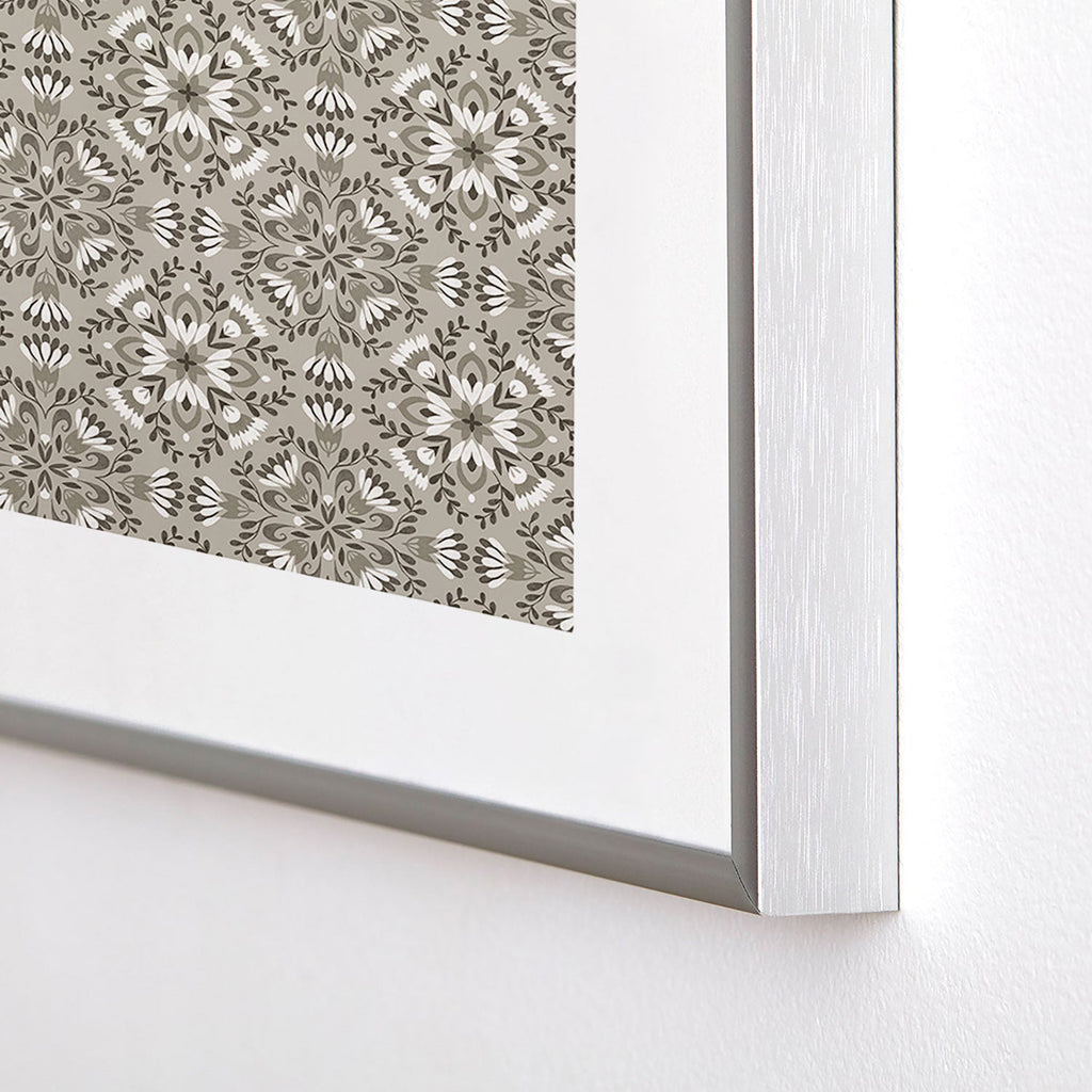 Pimlada Phuapradit Floral Tiles Gray Metal Framed Art Print