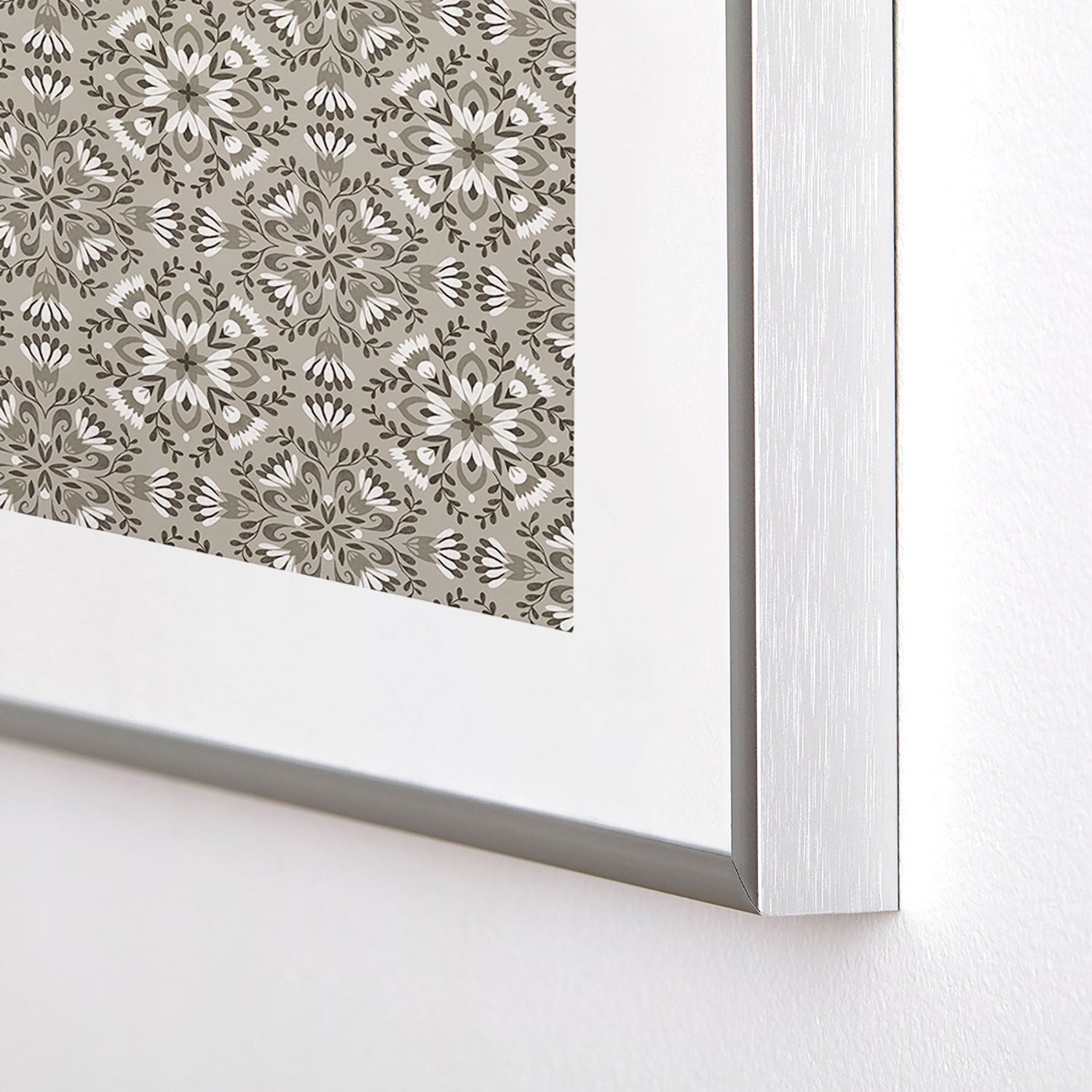 Pimlada Phuapradit Floral Tiles Gray Metal Framed Art Print