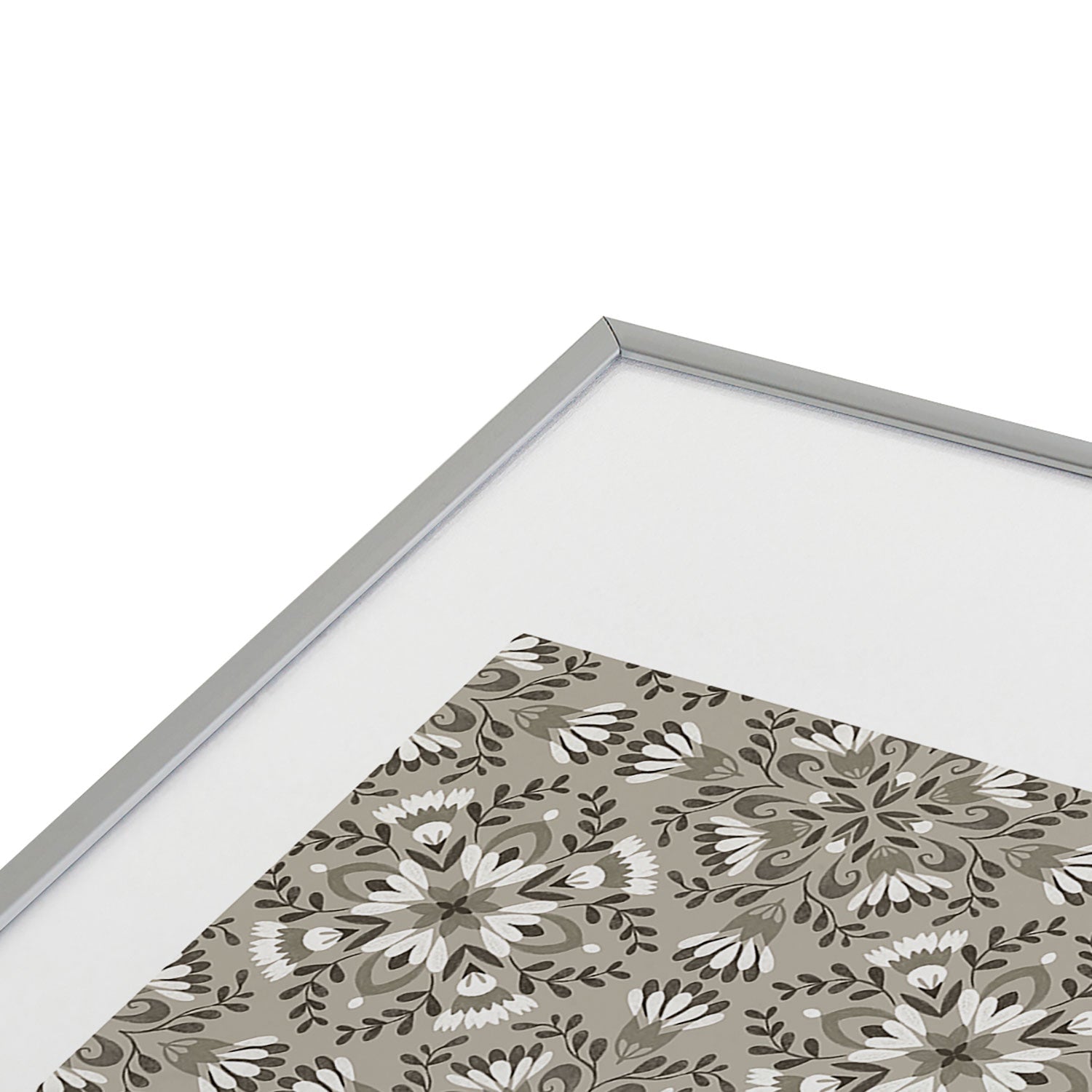 Pimlada Phuapradit Floral Tiles Gray Metal Framed Art Print