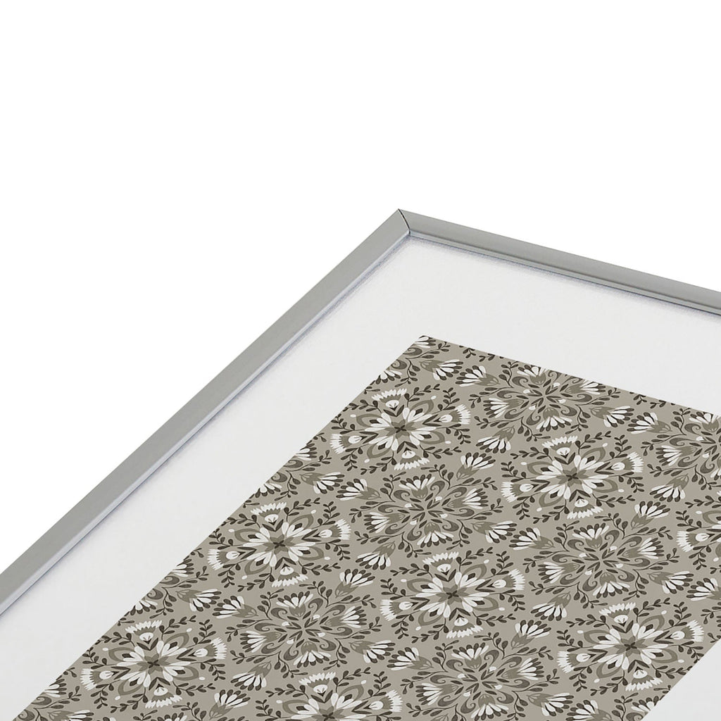 Pimlada Phuapradit Floral Tiles Gray Metal Framed Art Print