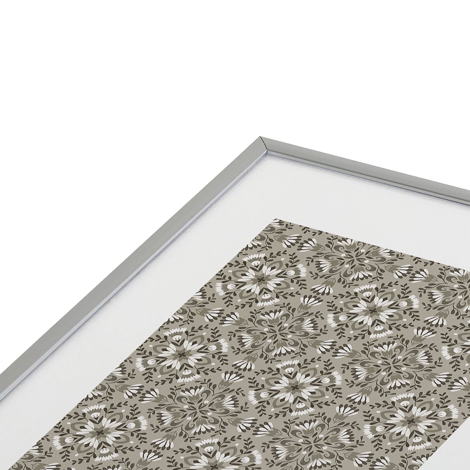 Pimlada Phuapradit Floral Tiles Gray Metal Framed Art Print