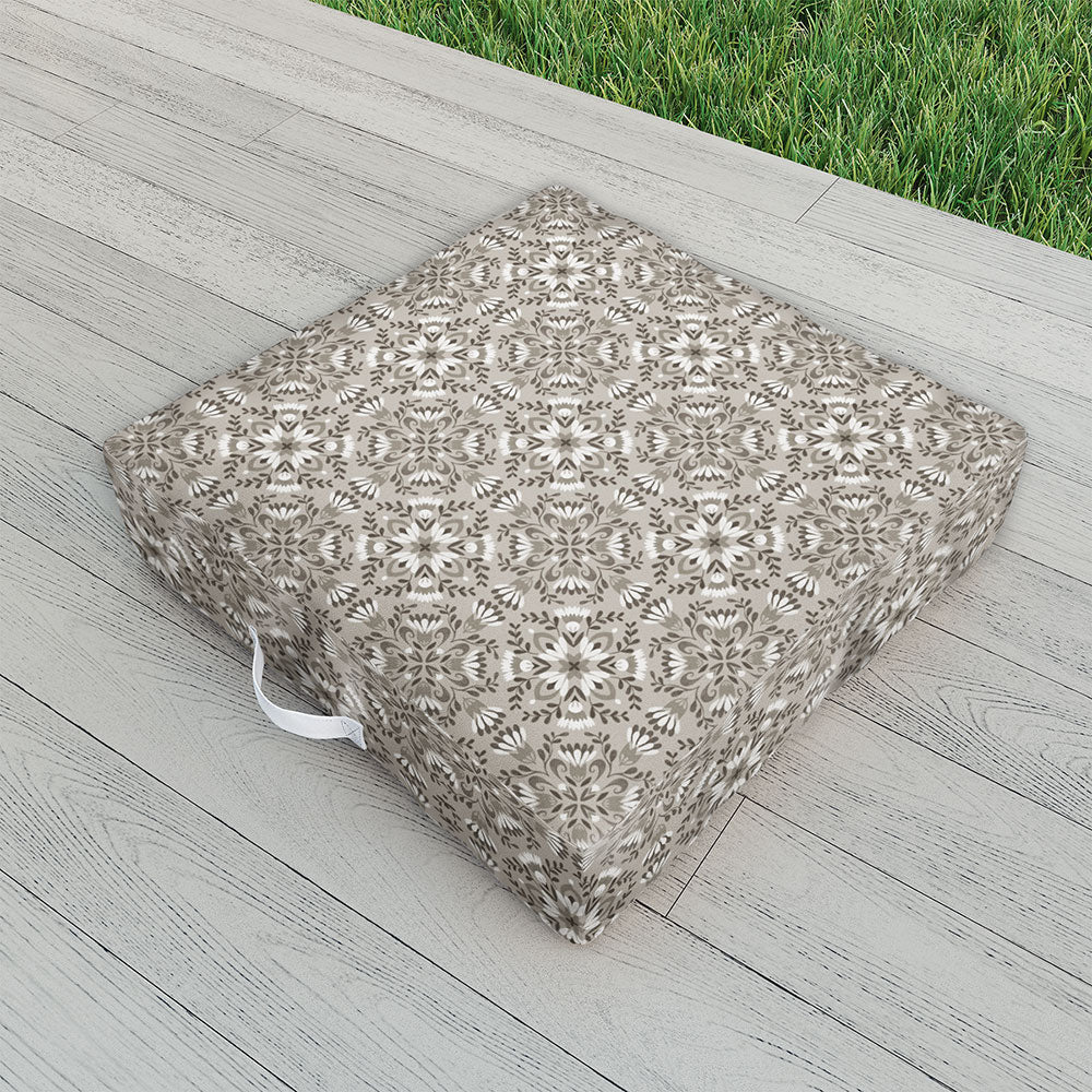 Pimlada Phuapradit Floral Tiles Gray Outdoor Floor Cushion