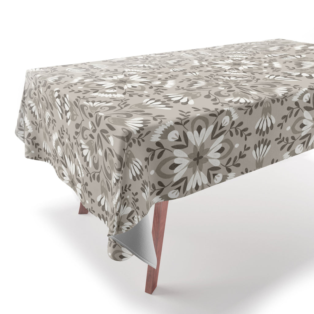 Pimlada Phuapradit Floral Tiles Gray Tablecloth