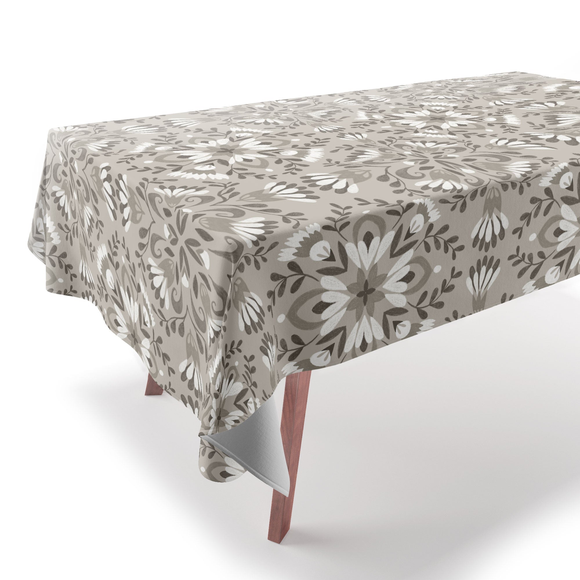 Pimlada Phuapradit Floral Tiles Gray Tablecloth