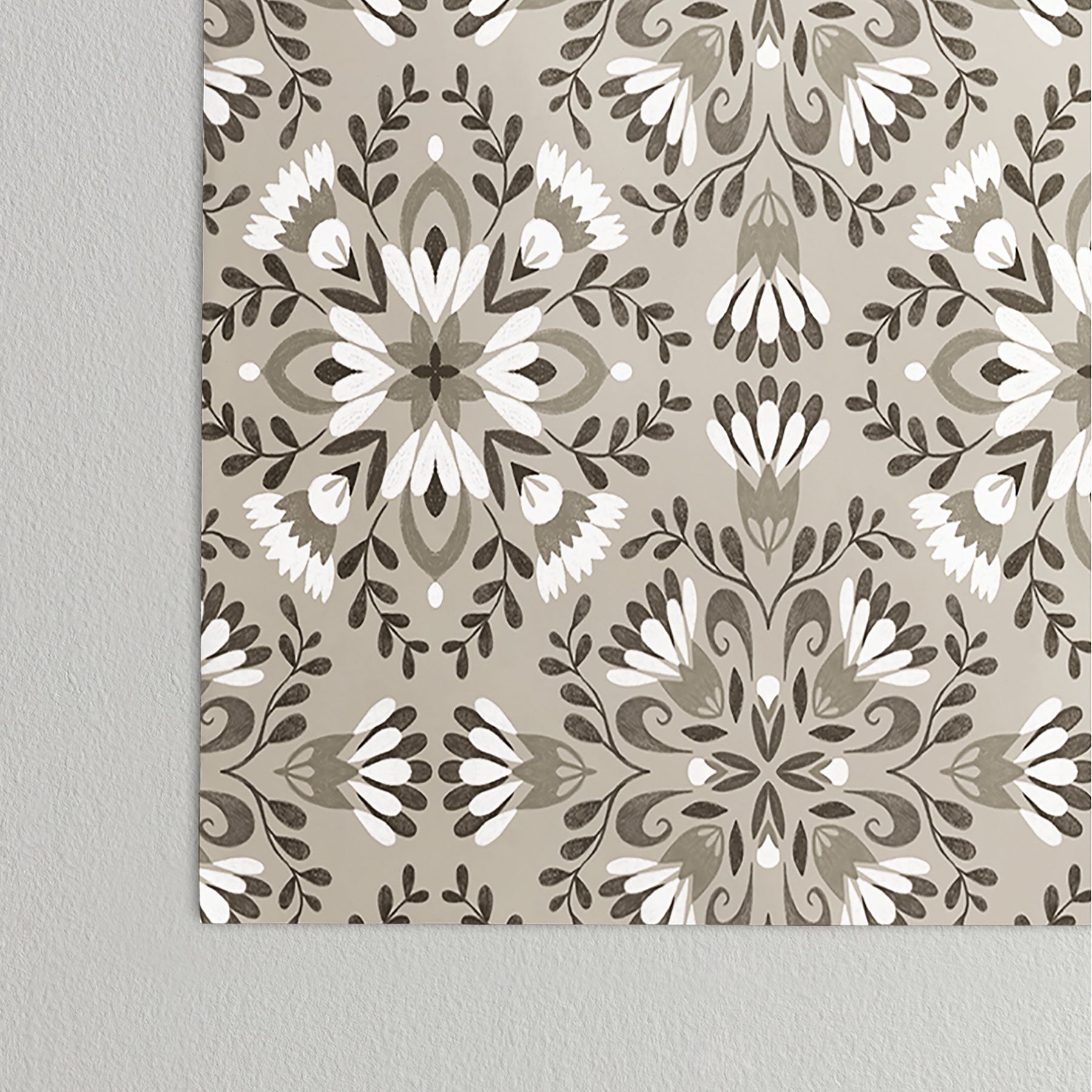 Pimlada Phuapradit Floral Tiles Gray Poster