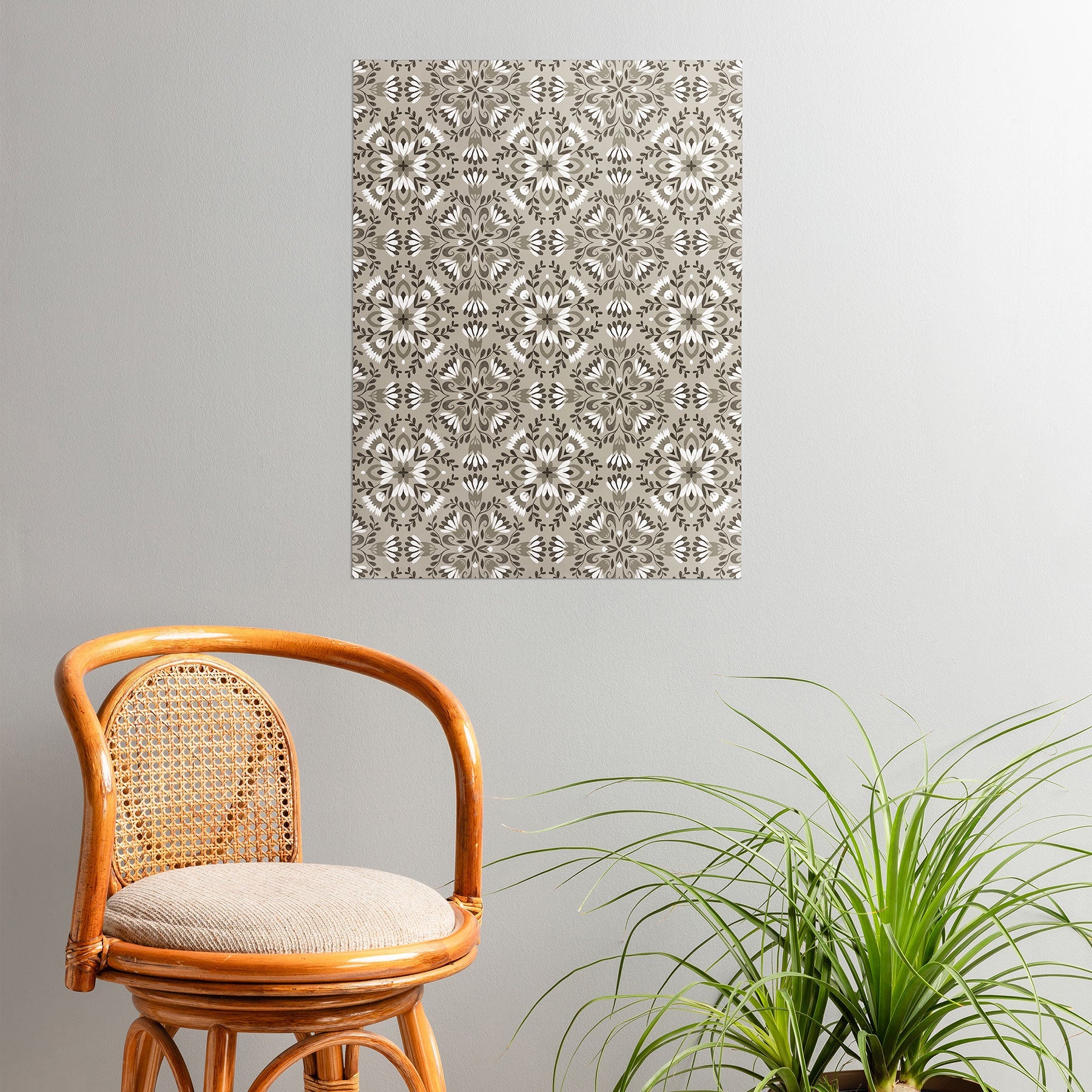 Pimlada Phuapradit Floral Tiles Gray Poster