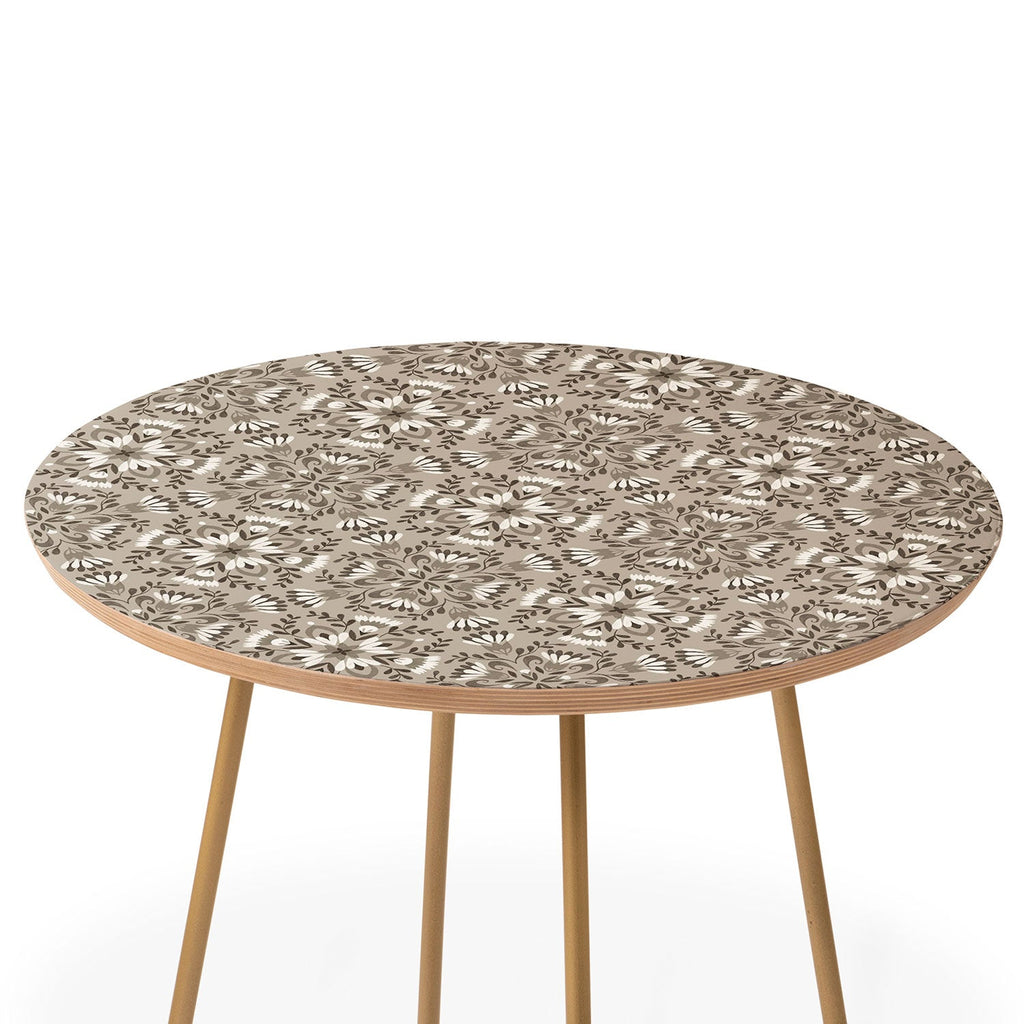 Pimlada Phuapradit Floral Tiles Gray Round Side Table