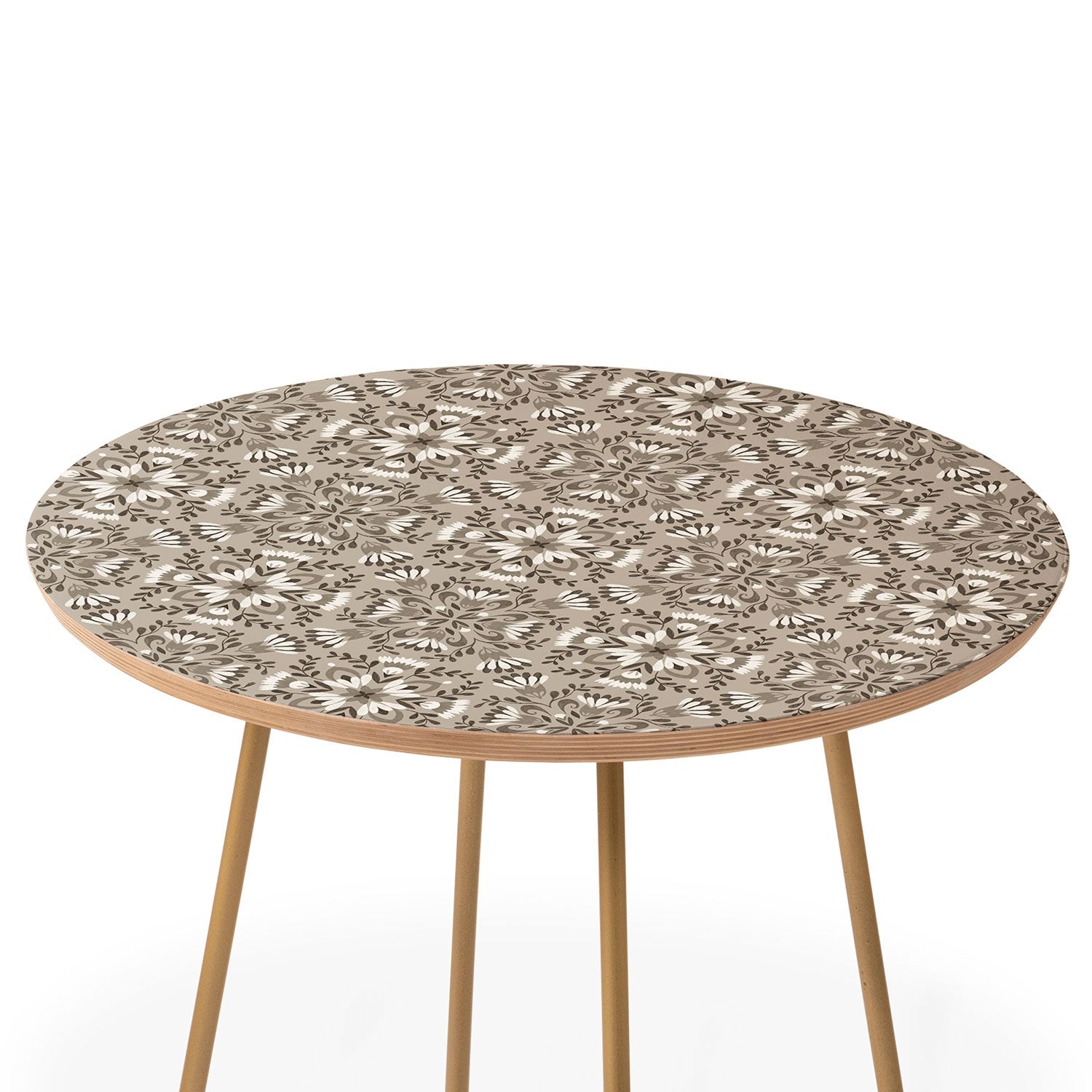 Pimlada Phuapradit Floral Tiles Gray Round Side Table