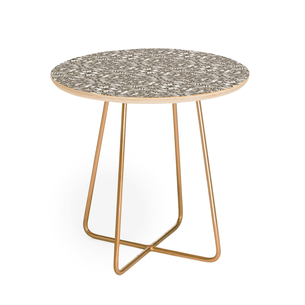 Pimlada Phuapradit Floral Tiles Gray Round Side Table