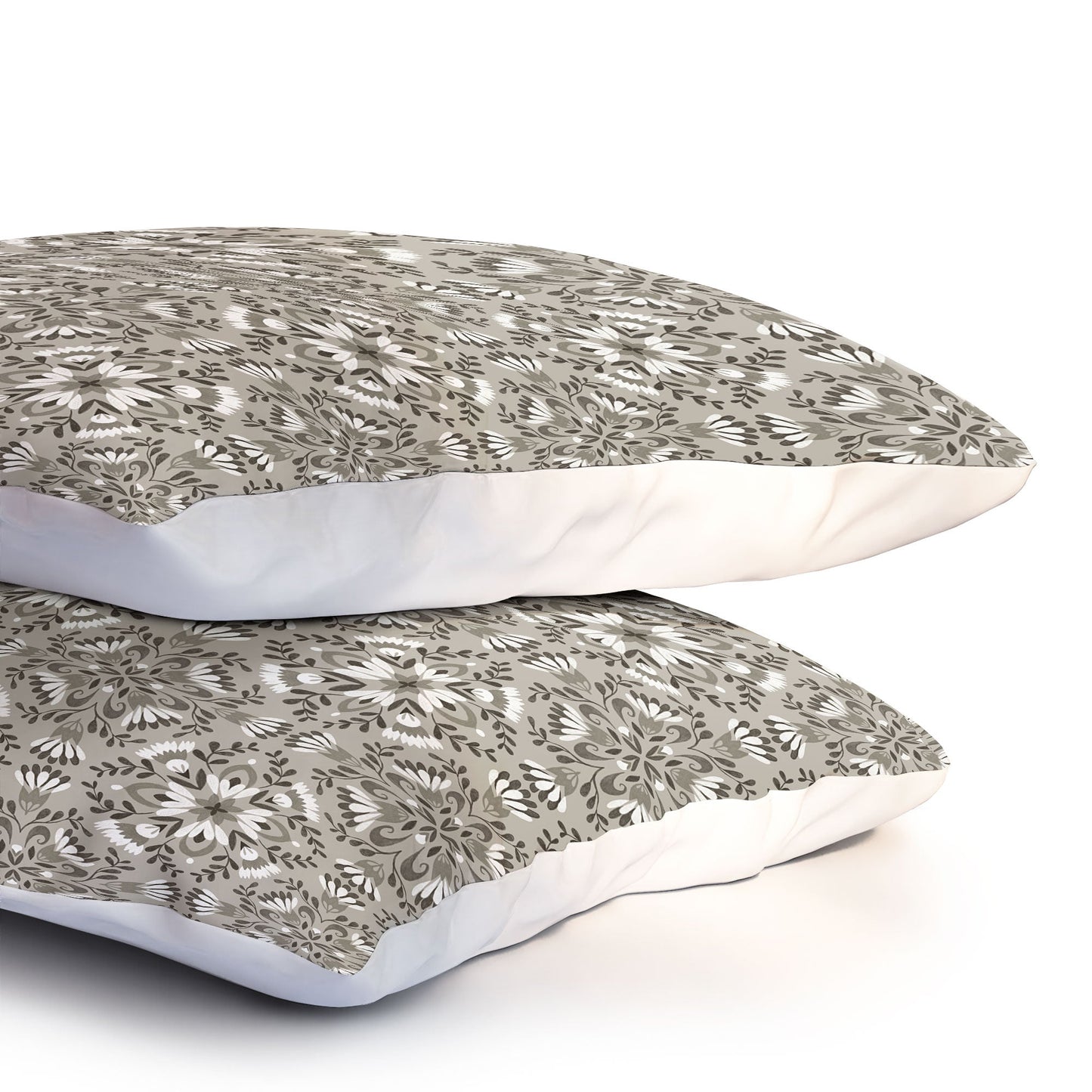 Pimlada Phuapradit Floral Tiles Gray Pillow Shams